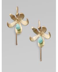 Padma | Metallic 14k Gold 10k Gold Turquoise Jasmine Flower Earrings | Lyst
