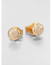 Phillips House | Metallic 14K Yellow Gold & Diamond Delicate Stud Earrings | Lyst