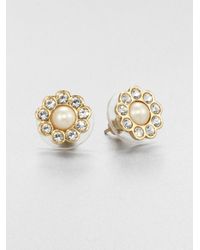kate spade new york | Metallic Park Avenue Faux Pearl Stud Earrings | Lyst