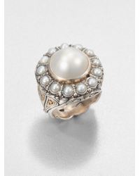 Konstantino | White Cultured Pearl Sterling Silver and 18k Yellow Gold Ring | Lyst