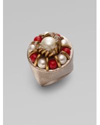 Ranjana Khan | Metallic Coral Freshwater Pearl Ring | Lyst