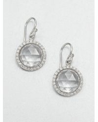 Mija | White Sapphire Mini Button Drop Earrings | Lyst
