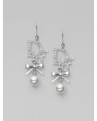 Dior | Metallic Logo Bow Drop Earrings | Lyst