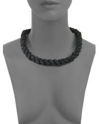 Giles & Brother | Black Millegrain Leather Rope Necklace | Lyst