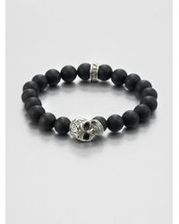 King Baby Studio | Black Sterling Silver Beaded Skull Bracelet/onyx | Lyst