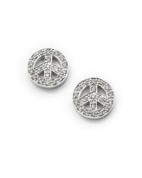 Sydney Evan | Metallic Diamond Peace Sign Earrings | Lyst