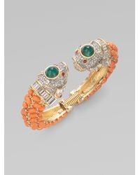 Kenneth Jay Lane | Red Stone Double Fish Bangle Bracelet | Lyst