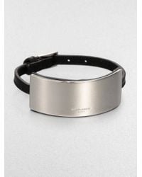 Saint Laurent | Metallic Leather Id Bracelet | Lyst