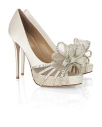 Valentino Natural Bowembellished Satin Sandals