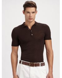 Dolce & Gabbana | Brown Henley Polo for Men | Lyst