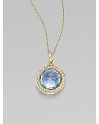 Ippolita | Metallic Lollipop Blue Topaz, Diamond & 18k Yellow Gold Mini Pendant Necklace | Lyst