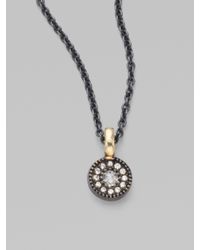 Mizuki | Black Oxidized Sterling Silver Diamond Evil Eye Necklace | Lyst
