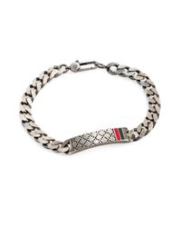 Gucci | Metallic Sterling Silver Bracelet for Men | Lyst
