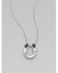 John Hardy | Metallic Black Sapphire Accented Sterling Silver Bamboo Horseshoe Necklace | Lyst