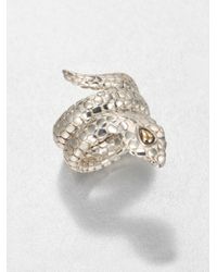 John Hardy | Metallic Sterling Silver 18k Yellow Gold Dot Snake Ring | Lyst