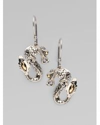John Hardy | Metallic Naga 18k Yellow Gold & Sterling Silver Dragon Drop Earrings | Lyst