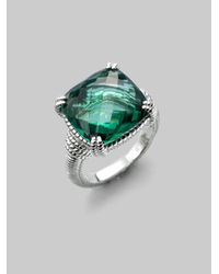 Judith Ripka | La Petite Green Quartz & Sterling Silver Cushion Cocktail Ring | Lyst