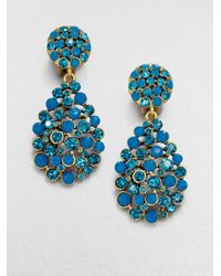 Oscar de la Renta | Blue Jeweled Drop Earrings | Lyst