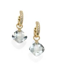 Jude Frances | Metallic Classic Green Amethyst, Diamond & 18k Yellow Gold Small Cushion Earring Charms | Lyst