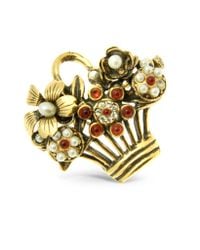 Alcozer & J - Metallic Flower Bouquet Brooch - Lyst