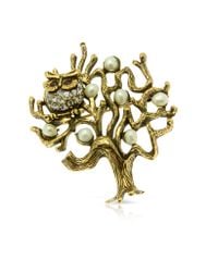 Alcozer & J - Metallic Tree with Owl Brooch - Lyst