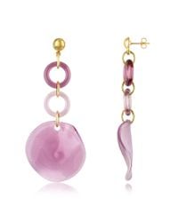 Antica Murrina - Pink Syria - Murano Glass Disc Drop Earrings - Lyst