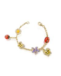 AZ Collection - Metallic Garden Line - Enamel Gold Plated Charm Bracelet - Lyst
