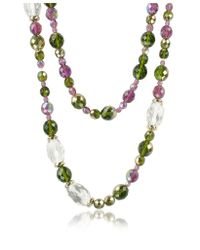 AZ Collection | Green Double Beaded Long Chain Necklace | Lyst