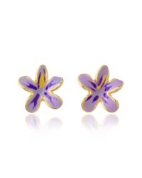 AZ Collection - Garden Line - Purple Enamel Flower Earrings - Lyst