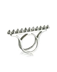 Bernard Delettrez | Metallic Studded Double Band Silver Ring | Lyst