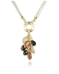 Daco Milano - Metallic Gemstone Bead Drop Sterling Silver Necklace - Lyst