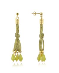 Daco Milano - Yellow Jade Sterling Silver Lace Drop Earrings - Lyst