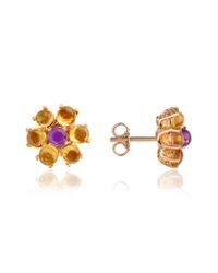 FORZIERI - Metallic Amethyst And Citrine Flower 18k Gold Earrings - Lyst