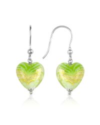 House of Murano - Metallic Mare - Lime Murano Glass Heart Drop Earrings - Lyst
