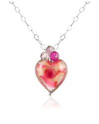 House of Murano - Vortice - Pink Murano Glass Swirling Heart Sterling Silver Necklace - Lyst