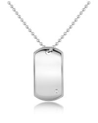 Manuel Zed - Metallic Cubic Zirconia Stainless Steel Id Military Plate Necklace for Men - Lyst