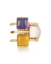 Mia & Beverly | Pink Gemstone And Diamond 18k Rose Gold Ring | Lyst