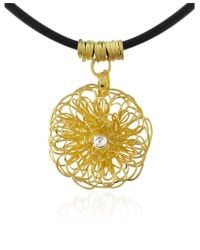 Orlando Orlandini - Central Diamond 18k Yellow Gold Pendant Necklace - Lyst