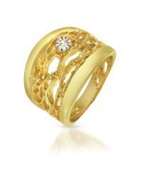 Orlando Orlandini - Diamond Open-work 18k Yellow Gold Band Ring - Lyst