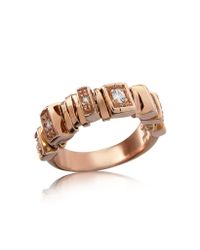 Orlando Orlandini - Pink Sole - Diamond 18k Rose Gold Band Ring - Lyst