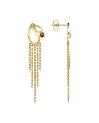 Sho London - Metallic Mari Splash Fringe Earrings W/ Rhodolite - Lyst