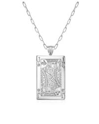 Sho London - Metallic Sterling Silver Jack Of Clubs Necklace - Lyst
