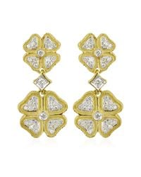 Torrini - Green Quadrifoglio Diamond Four-leaf Clover 18k Gold Earrings - Lyst