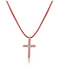 Torrini - Pink Round Passion - Diamond 18k Rose Gold Cross Pendant - Lyst