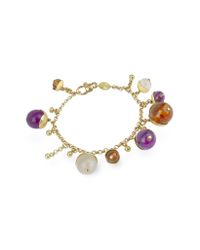 Torrini - Metallic Tulipani - Gemstone Dangle Charm 18K Gold Bracelet - Lyst