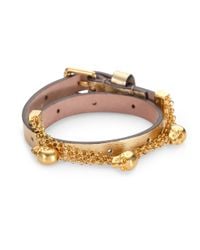 Alexander McQueen | Metallic Double Wrap Leather Chain Charm Bracelet | Lyst