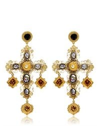 Dolce & Gabbana | Metallic Large Cross Drop Earrings | Lyst