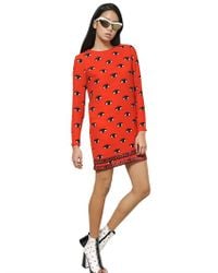 KENZO | Red Eye Printed Crepe Dress | Lyst