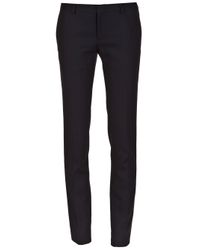 Saint Laurent | Black Satin-trimmed Wool Slim-leg Pants | Lyst