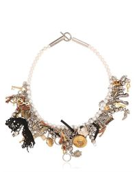 Saint Laurent | Metallic Customized Pearl Necklace | Lyst